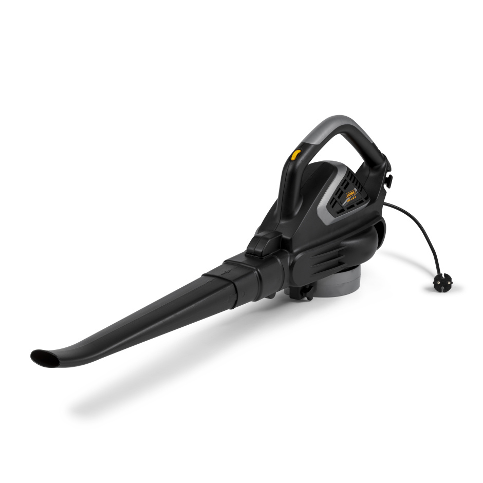 Image of the ABL 2.6 E petrol blower. This is black in colour, with a grey handle. The blower chute is facing left
