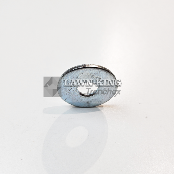 Stiga Group (Alpina, Castelgarden, Mountfield etc) washer suitable for lawn tractors and lawnmowers. Silver metal washer sat flat on a white background.