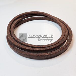 135061504/0 Stiga Group (Alpina, Mountfield, Castelgarden etc) lawn tractor belt, brown, looped three times and sat flat against a white background.