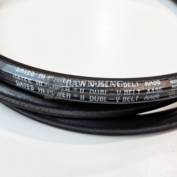 135061508/0 Black lawn tractor deck drive belt close-up showing the part number, for Stiga Group (Alpina, Castelgarden, Mountfield etc) against a white background.