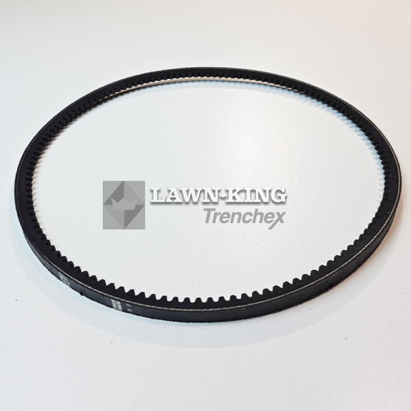 135064383/0 Stiga Group (Alpina, Mountfield, Castelgarden etc) lawnmower belt, black and toothed, sat flat against a white background.