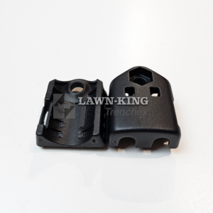 322551685/0: Image shows a black cable holder for the Stiga Group (Alpina, Mountfield etc) range of lawnmowers. This product is opened out and placed flat on a white background.