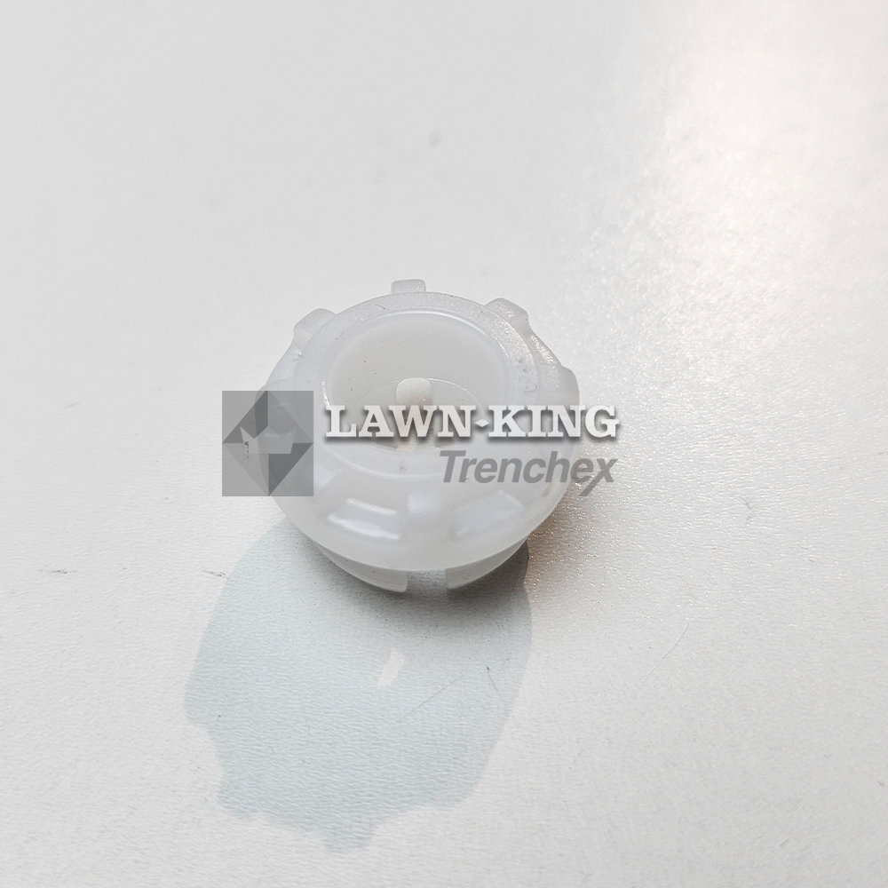 Underside of the white plastic bush for the Stiga Group range of mini-riders, including Alpina and Mountfield. This bush is set flat against a white background.