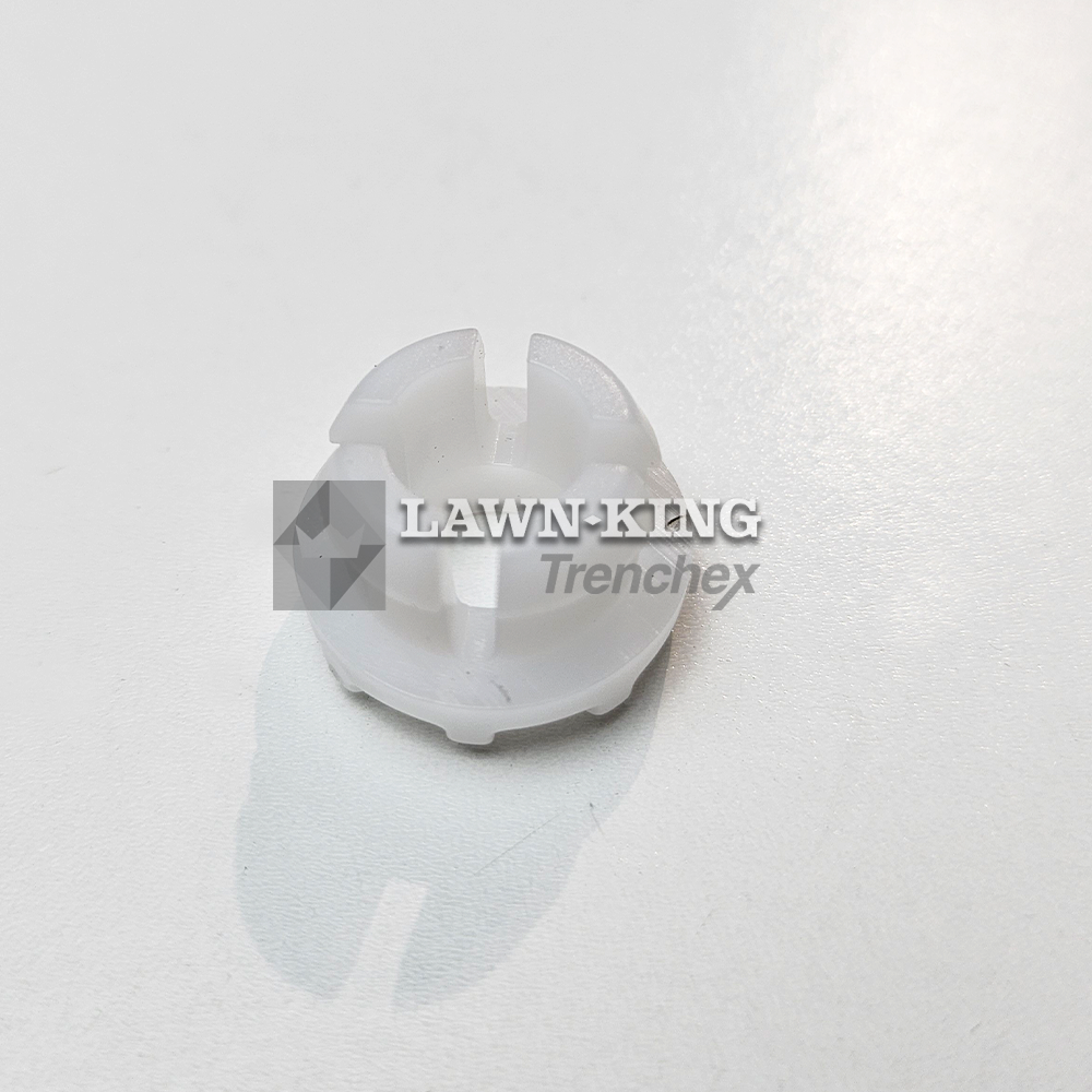 327045072/0 white plastic bush for the Stiga Group range of mini-riders, including Alpina and Mountfield. This bush is set flat against a white background.