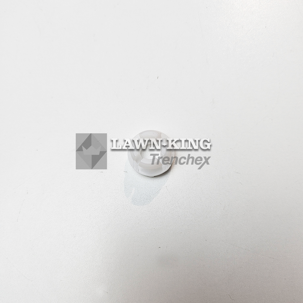 Zoomed out image of the white plastic bush for the Stiga Group range of mini-riders, including Alpina and Mountfield. This bush is set flat against a white background.